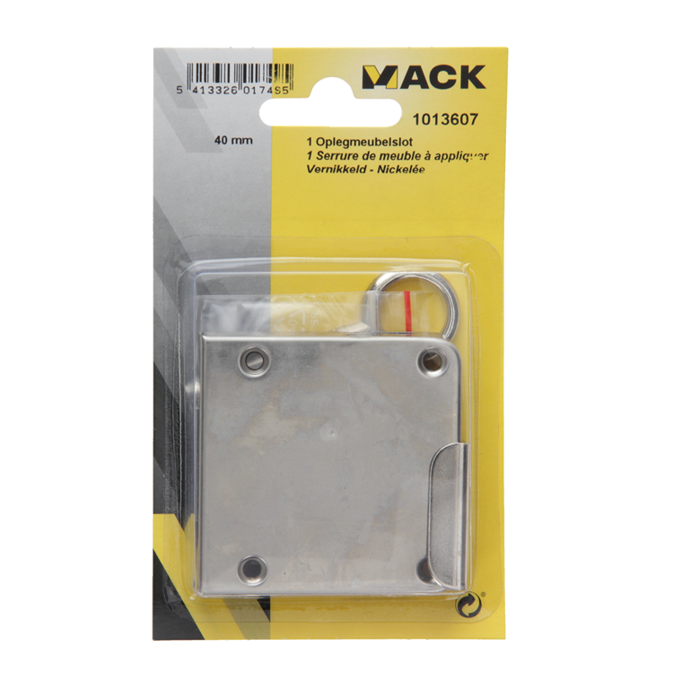 Mack 1013607 - 1 Aufputz-Möbelschloss vernickelt 40mm | 5 Stück