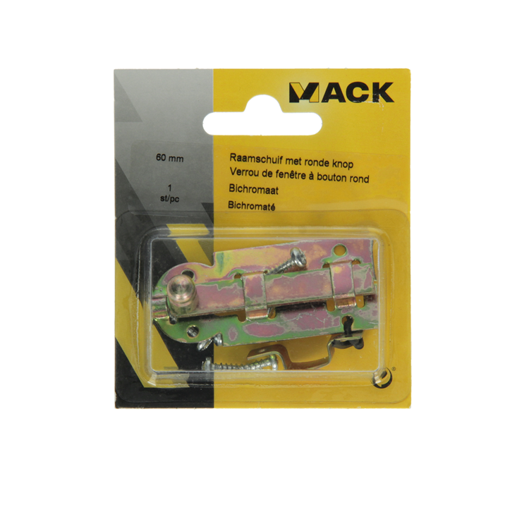 Mack 1014263 – Fensterschieber mit rundem Knopf, bichromatiert A 60 – B 10 mm | 5 Stück
