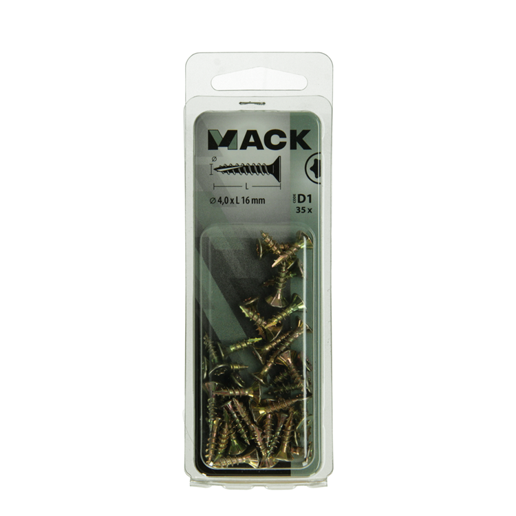 Mack 1017292 - spainplschr.vzkop-selfb. gelb plattiert 35 Stück 4,0 x 16 mm | 10 Stück