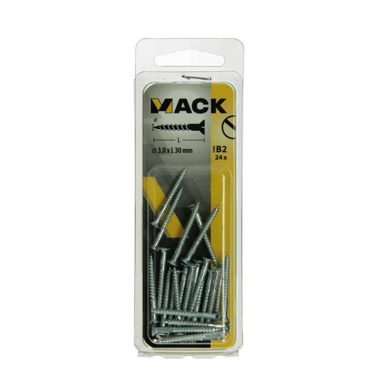 Mack 1017349 - Holzschraube Senkkopf verzinkt 24 Stück 3,0 x 30 mm | 10 Stück