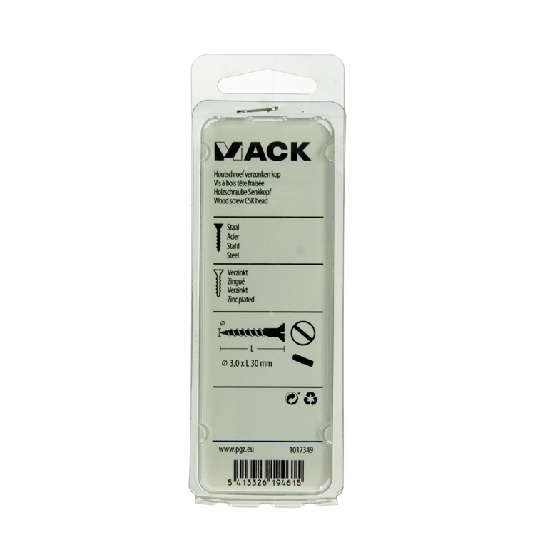 Mack 1017349 - Holzschraube Senkkopf verzinkt 24 Stück 3,0 x 30 mm | 10 Stück