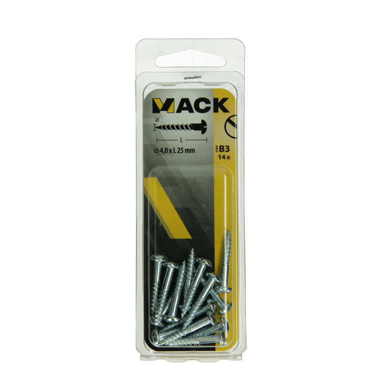 Mack 1017373 - Holzschraube Linsenkopf Stahl verzinkt 14 Stück 4,0 x 25 mm | 10 Stück
