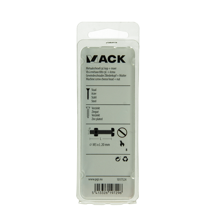Mack 1017524 - Metallschraubzylinder Kopf + Mutter plattiert 15 Stück M5 x 20 mm | 10 Stück
