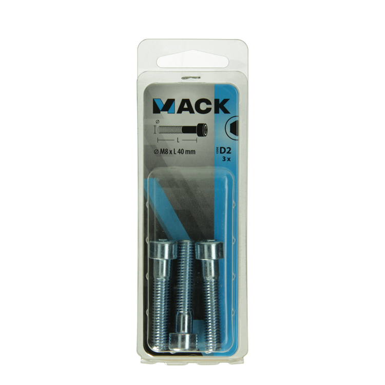 Mack 1017654 - Innensechskantschraube Zyl. Kopf plattiert. 3 Stück m8 x 40 mm | 10 Stück