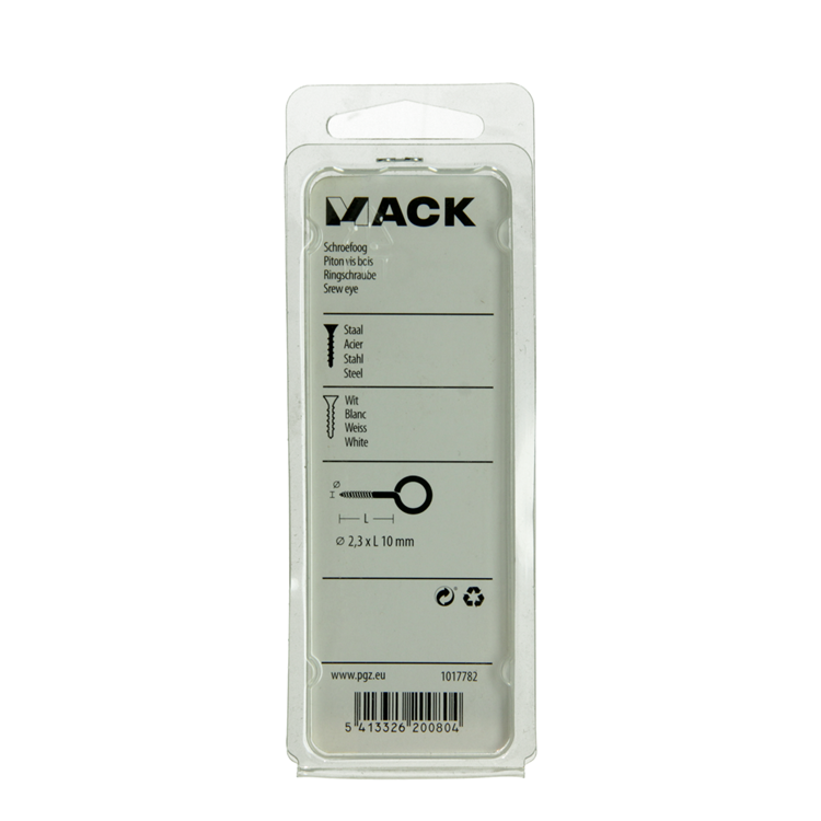 Mack 1017782 - Schrauböse Stahl weiß 10 Stück 2,3 x 10 mm | 10 Stück