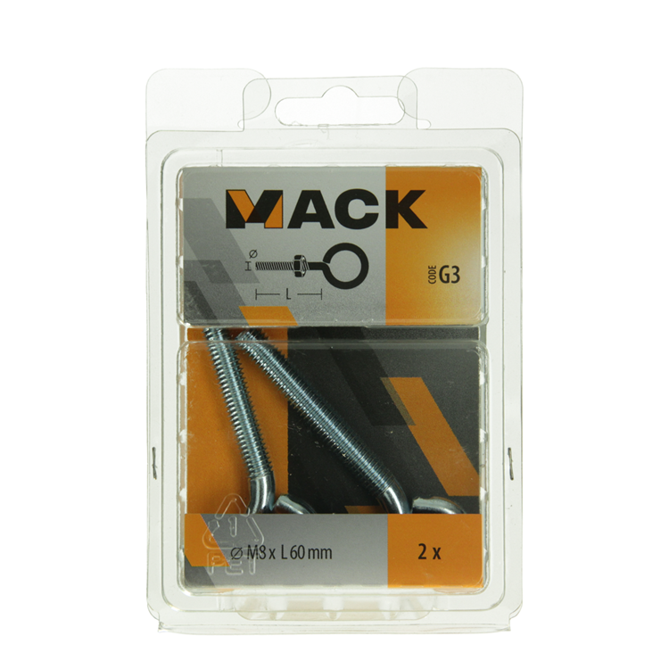 Mack 1017793 – metrische Ösenschraube + Mutter verzinkt 2 Stück M8 x 60 mm | 5 Stück