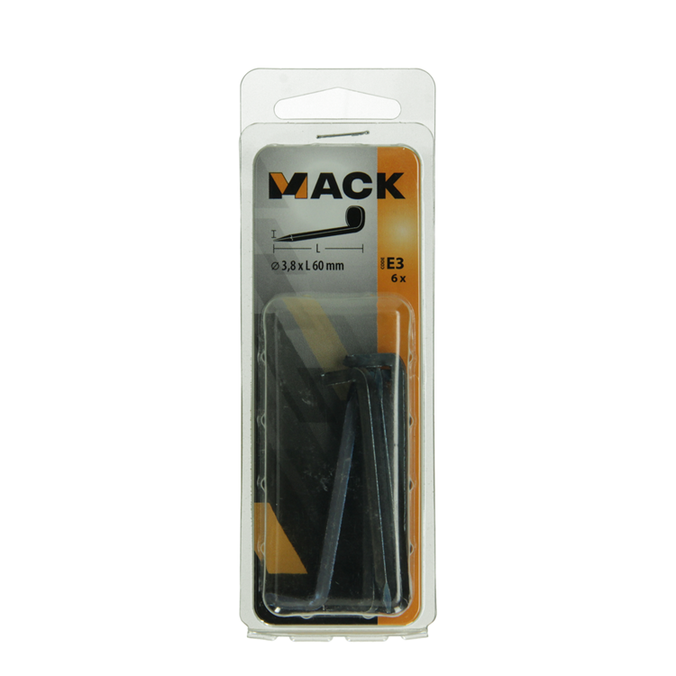 Mack 1019708 - Balkenhaken gebläuter Stahl 6 Stück 3,8 x 60 mm | 5 Stück