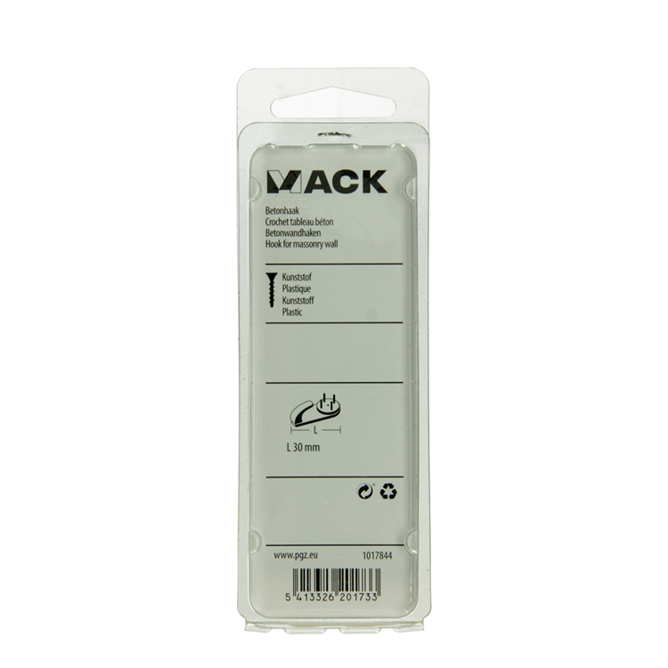 Mack 1017844 – Betonhaken Kunststoff 4 Stück 30 mm | 10 Stück