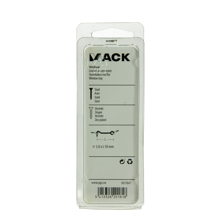 Mack 1017847 – Windhaken aus verzinktem Stahl, 2 Stück, 3,0 x 50 mm | 10 Stück