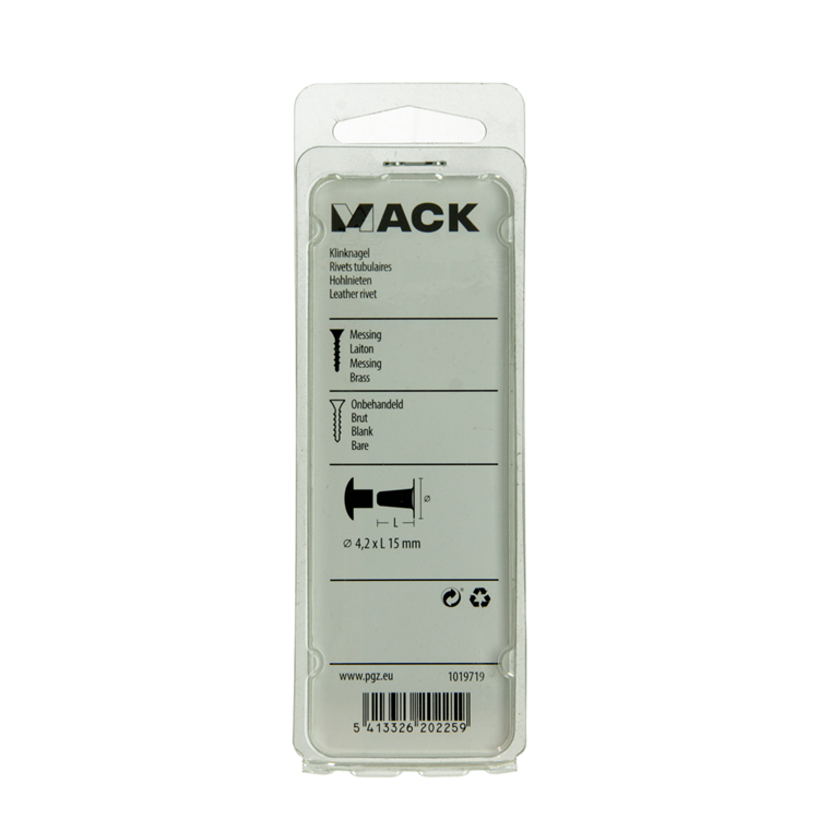 Mack 1019719 - Niete Messing 5 Stück 4,2 x 15 mm | 10 Stück