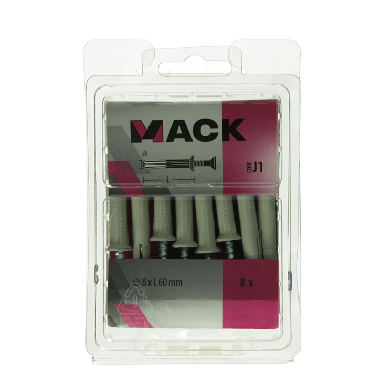 Mack 1019928 - Nylon-Nageldübel Polyamid 8 Stück 8 x 60 mm | 5 Stück