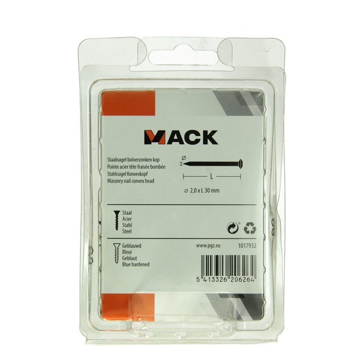 Mack 1017932 – Stahlnagel BVK Stahl gebläut 200 gr 2,0 x 30 mm | 5 Stück