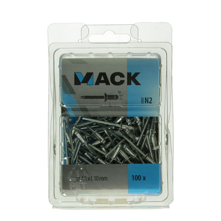 Mack 1020314 – 100 Blindklammern Aluminium 4,0 x 10 mm | 5 Stück