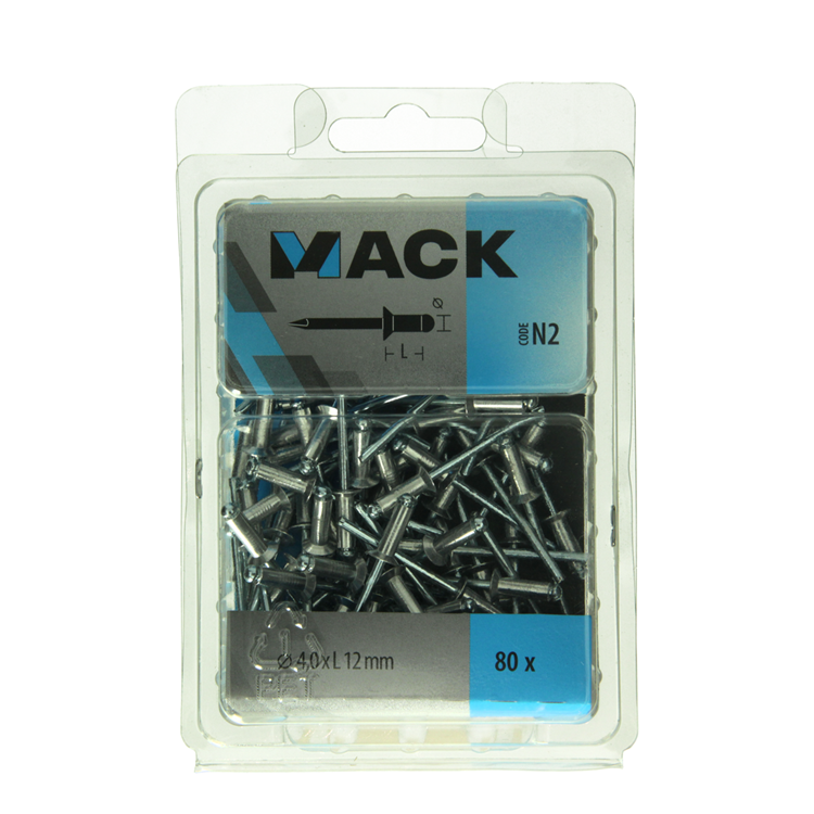 Mack 1020315 - 80 Blindklammern Aluminium 4,0x12mm | 5 Stück