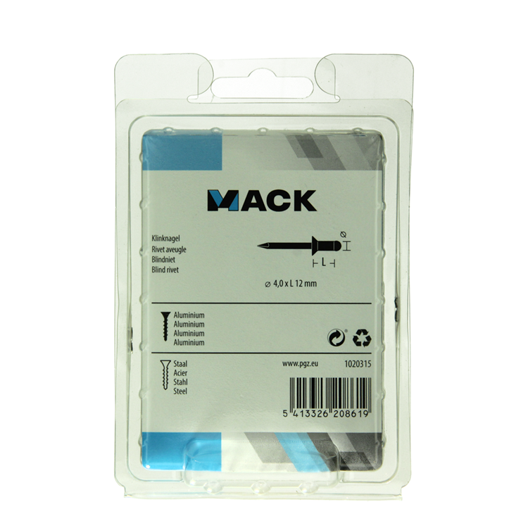 Mack 1020315 - 80 Blindklammern Aluminium 4,0x12mm | 5 Stück