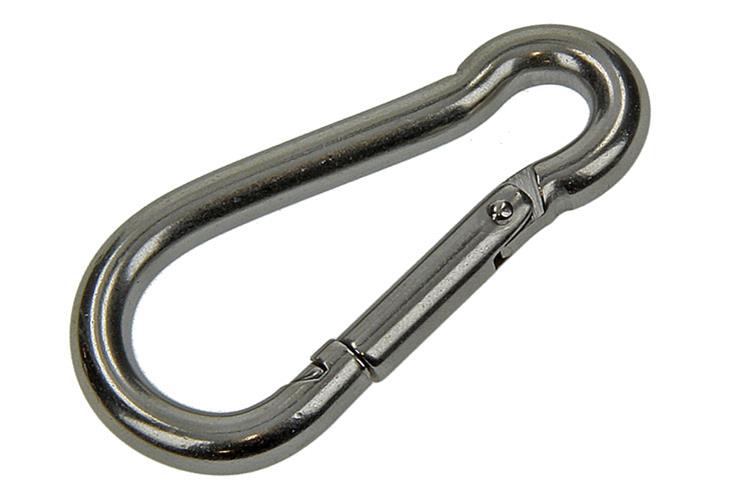 Mack 1006891 - 1 Karabiner + Feder Edelstahl 60x6mm schwarz | 5 Stück