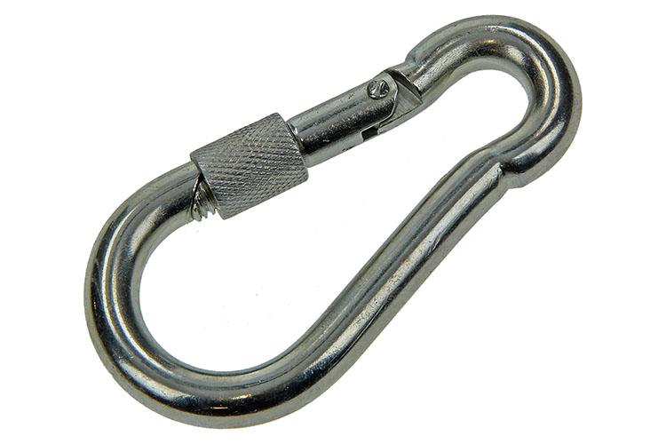 Mack 1006894 – 1 Karabiner + Schloss. verzinkt 10mm schwarz | 5 Stück