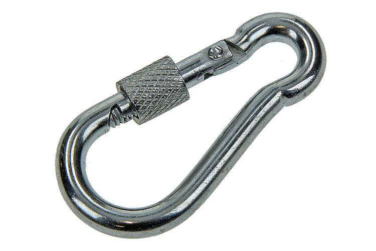 Mack 1006896 – 1 Karabiner + Schloss. verzinkt 6mm schwarz | 5 Stück