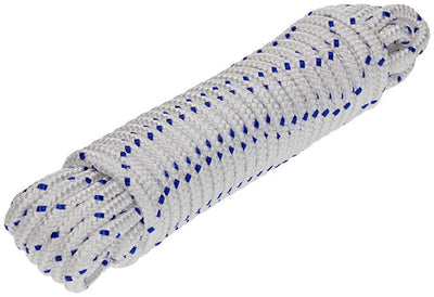 Mack 1006922 - PP-Geflecht, weiß, blau, Litze, 8 mm, 10 m | 5 Stück