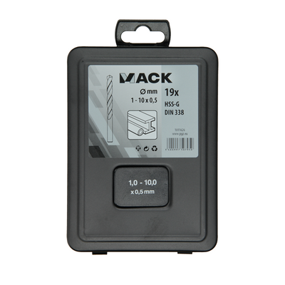 Mack 1011626 – Metallbohrer HSS G DIN 338 Set 19-teilig 1-10 mm | 3 Stück