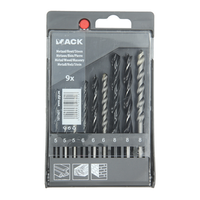 Mack 1011631 – Stein-, Holz-, Metallbohrer-HSS-Set 9-teilig 5-8 mm | 5 Stück