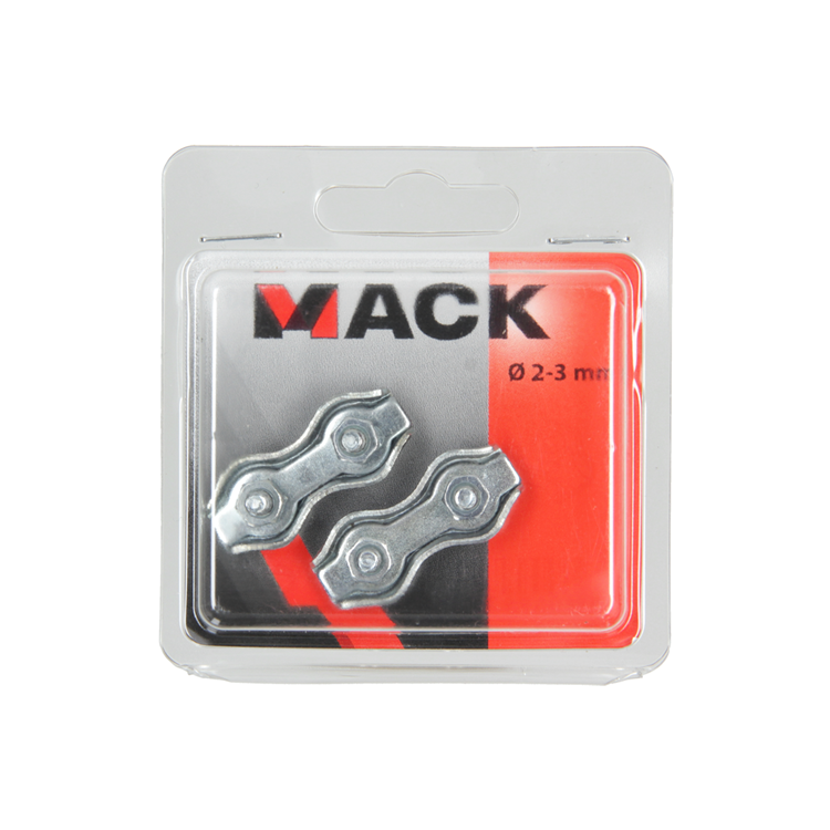 Mack 1006900 - 2 Stahldrahtklemmen Duplex verzinkt 2-3mm schwarz | 5 Stück