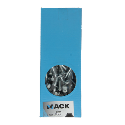Mack 1007054 - Holzbolzen + Mutter verzinkt 100 Stück 6 x 70 mm | 1 Stk