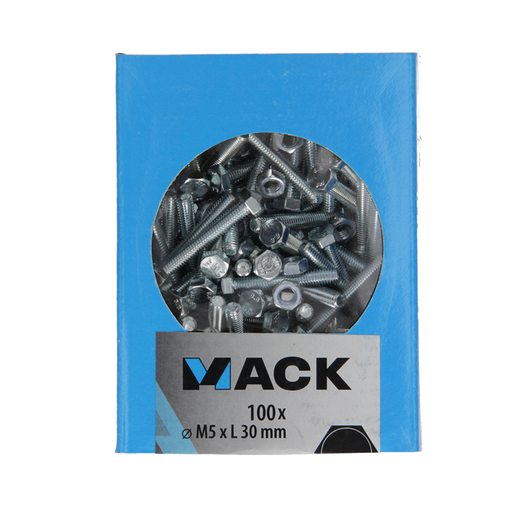 Mack 1007070 - Hahnschraube + Mutter verzinkt 100 Stück 5 x 30 mm | 5 Stück