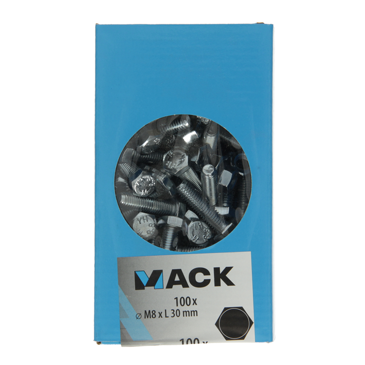 Mack 1007078 - Hahnschraube + Mutter verzinkt 100 Stück 8 x 30 mm | 2 Stk
