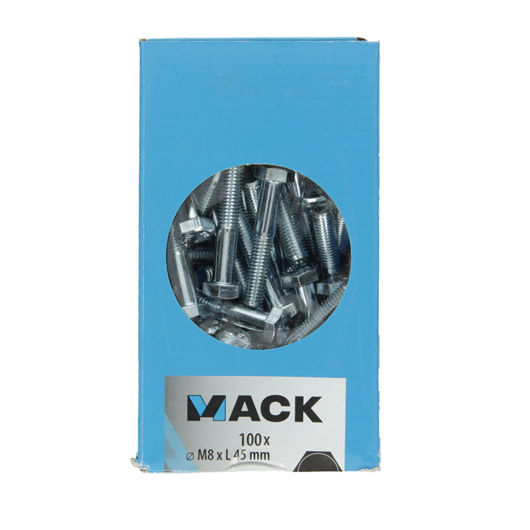 Mack 1007088 - Mechanikschraube + Mutter 100 Stück 8 x 45 mm | 2 Stk