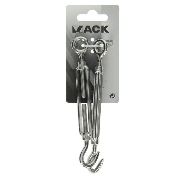 Mack 1008441 – 2 Spannösen + Haken M6 x 60 mm Edelstahl | 10 Stück