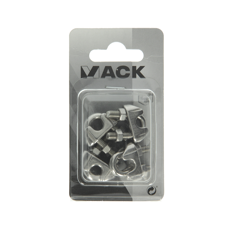 Mack 1008445 - 4 Stahldrahtklemmen 6mm Edelstahl | 10 Stück