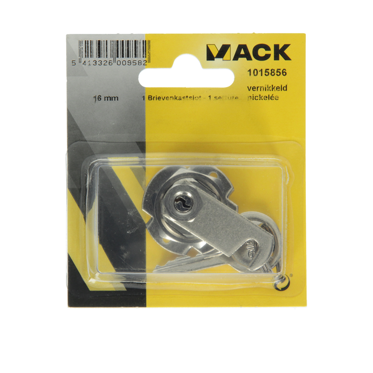 Mack 1015856 - 1-Brief-Schrankschloss vernickelt 16mm | 5 Stück