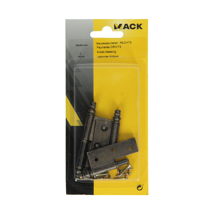 Mack 1013558 - 2 Möbelscharniere rechts bronzebeschichtet H 50 x B 40 mm | 5 Stück