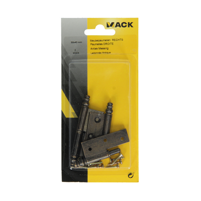 Mack 1013558 - 2 Möbelscharniere rechts bronzebeschichtet H 50 x B 40 mm | 5 Stück
