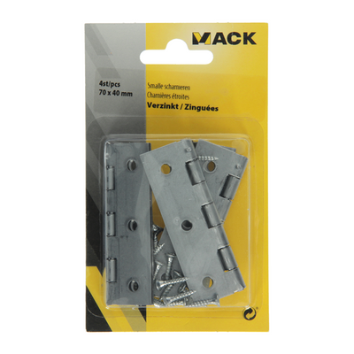 Mack 1013249 - 4 schmale Scharniere verzinkt H 70 x B 40 mm | 5 Stück