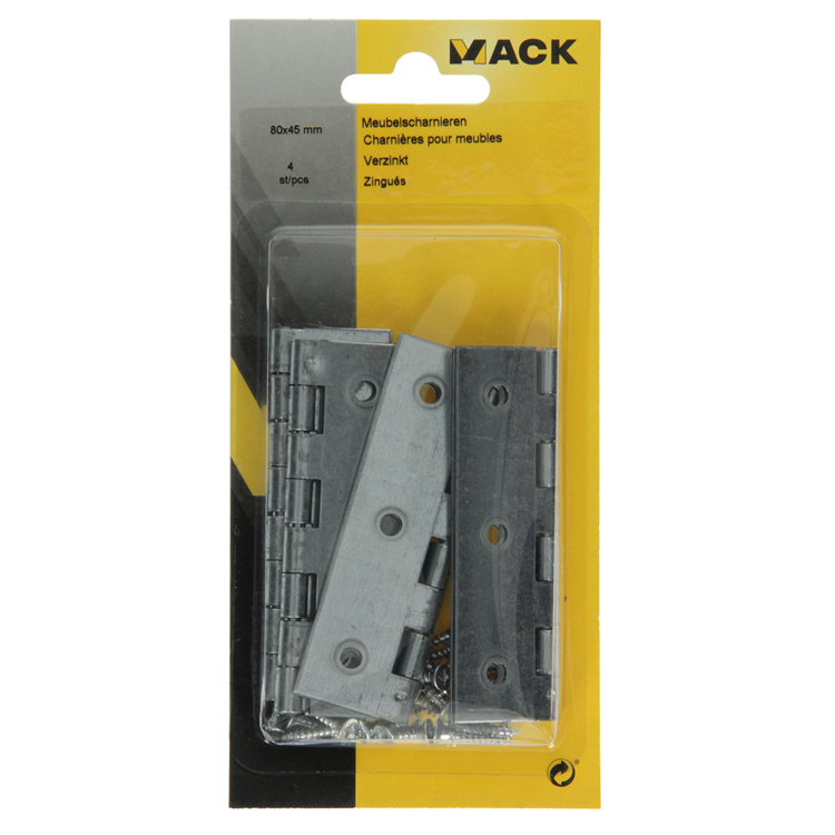 Mack 1013506 - 4 schmale Scharniere verzinkt H 80 x B 45 mm | 5 Stück