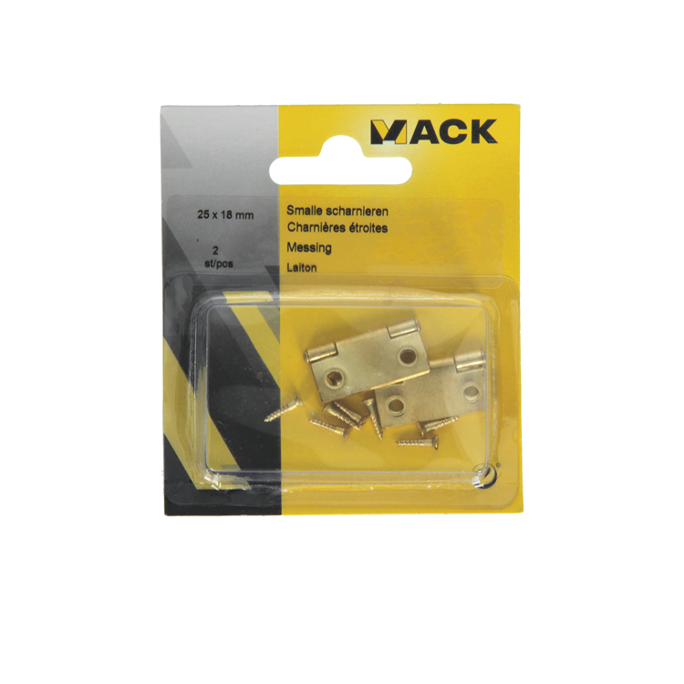 Mack 1013502 - 2 schmale Scharniere Messing H 25 x B 18 mm | 5 Stück