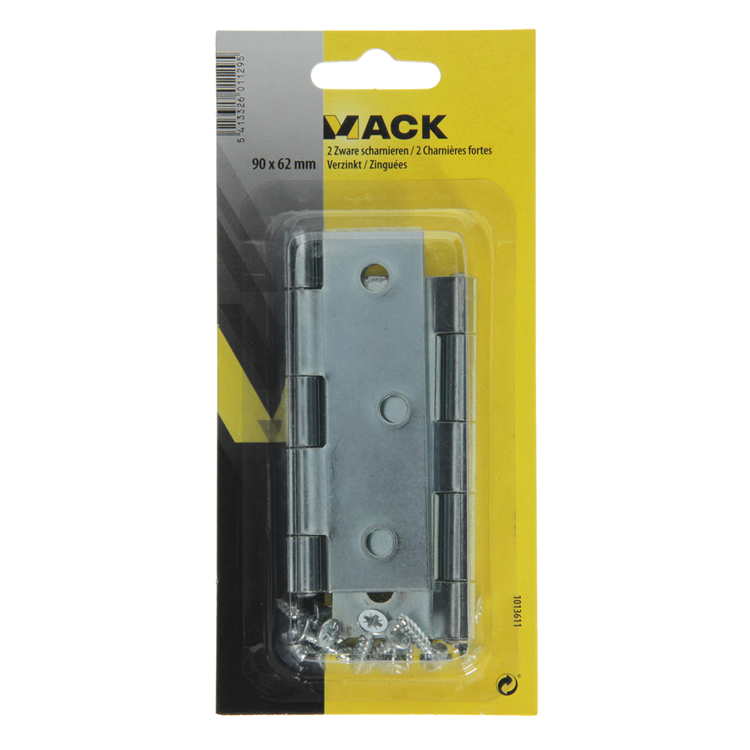 Mack 1013611 - 2 schwere Scharniere verzinkt H 90 x B 62 mm | 5 Stück