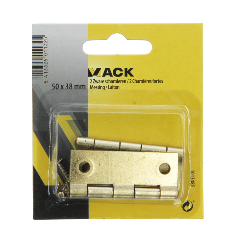 Mack 1013485 - 2 Scharniere vermessingt H 50 x B 38 mm | 5 Stück