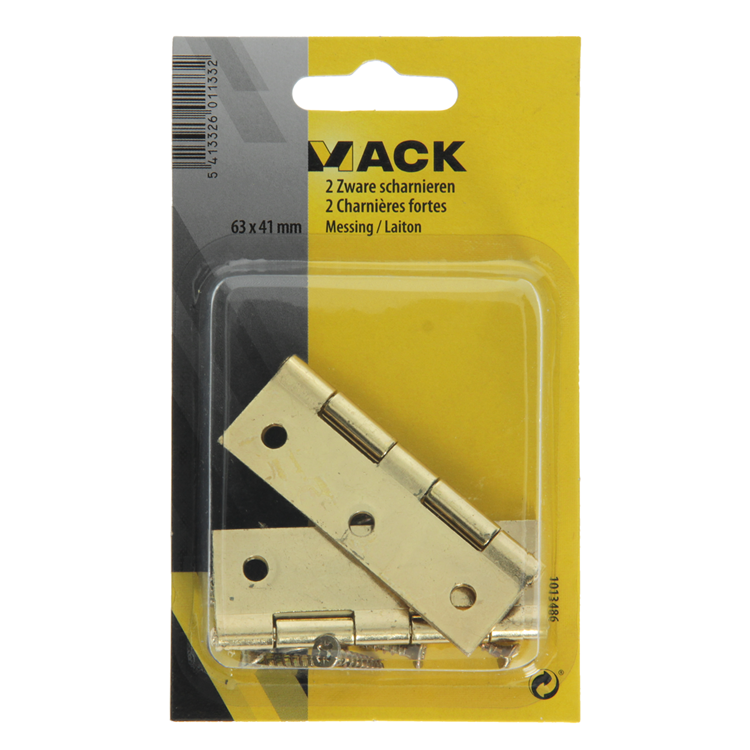 Mack 1013486 - 2 Scharniere vermessingt H 63 x B 41 mm | 5 Stück