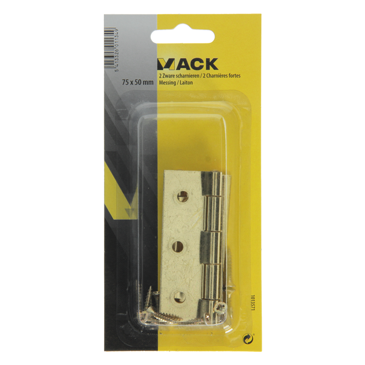 Mack 1013571 – 2 schwere Scharniere. vermessingt H 75 x B 50 mm | 5 Stück