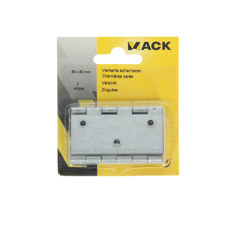 Mack 1013501 – 2 Vierkantscharniere verzinkt H 60 x B 60 mm | 5 Stück