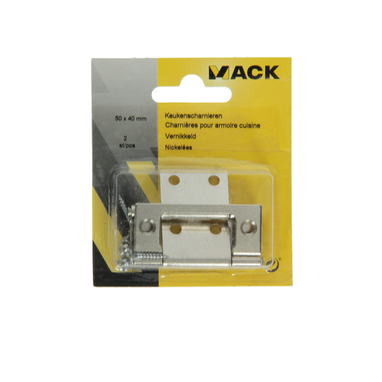 Mack 1013560 - 2 Scharniere für Falttür vernickelt H 50 x B 40 mm | 5 Stück