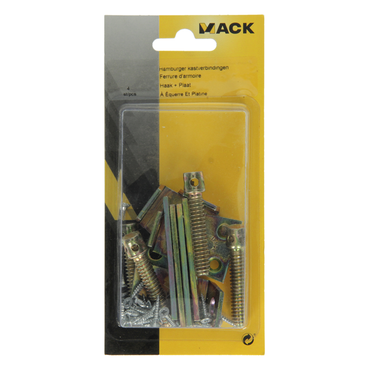 Mack 1013348 – 4 Hamburgerschrank-Verbindungen Haken + Platte | 5 Stück