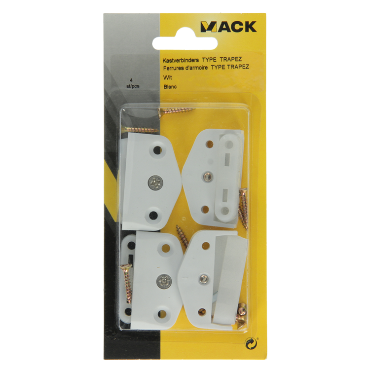 Mack 1015832 - 4 Panelverbinder Trapez weiß | 5 Stück