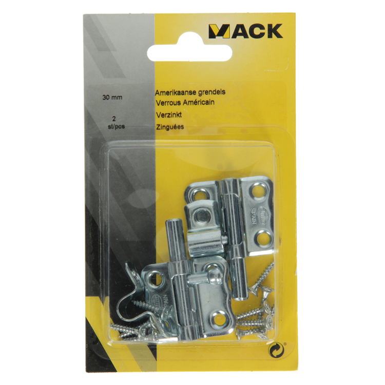 Mack 1013475 – 2 amerikanische Riegel verzinkt a 30 – b 15 mm | 5 Stück
