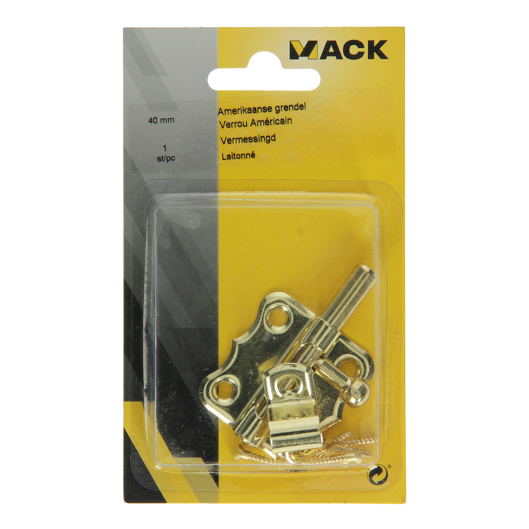 Mack 1015935 – 1 amerikanischer Riegel vermessingt A 40 – B 20 mm | 5 Stück