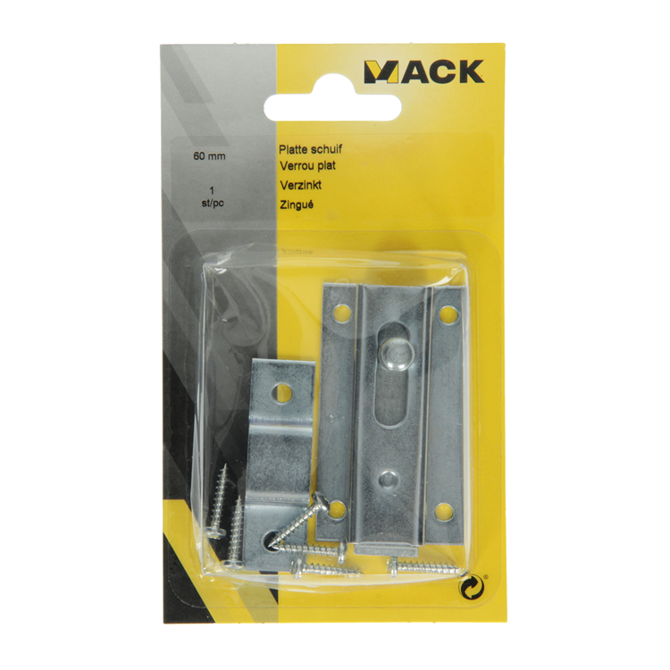 Mack 1013276 – 1 Flachschieber verzinkt a 60 – b 15 mm | 5 Stück