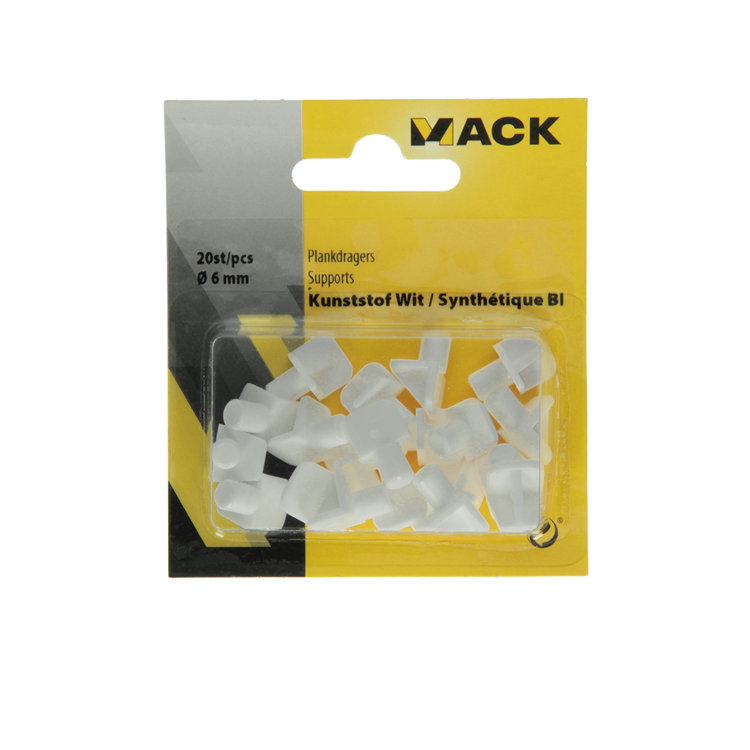 Mack 1015838 - 20 Regalträger Kunststoff weiß ø 6 mm | 10 Stück